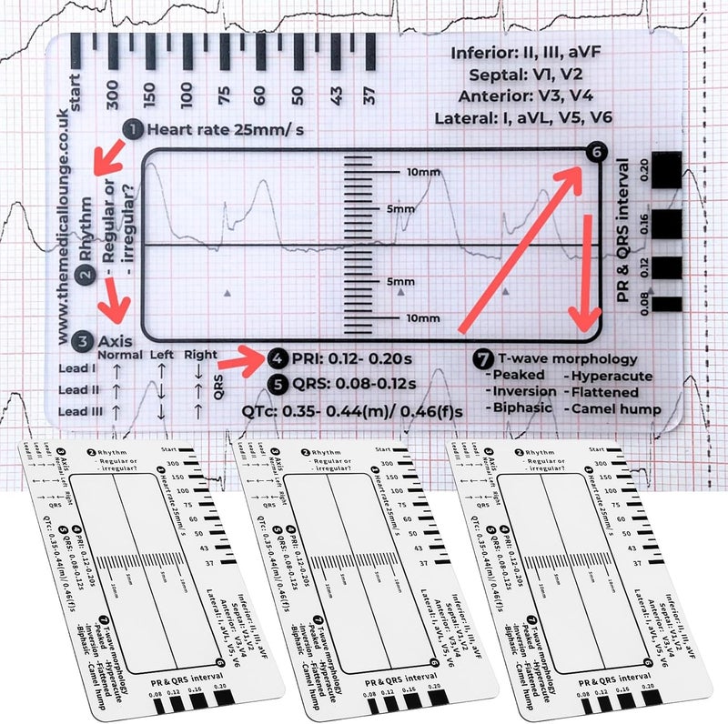 Briny River 3pcs ECG 7 Step Rulers Plastic Measuring Tool for ECG EKG Interpretation - Image 2